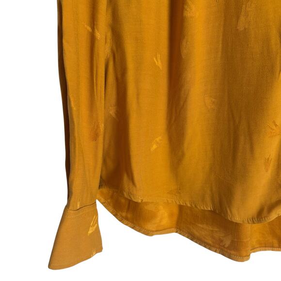 Comptoir des Cotonniers Mustard Yellow Long Sleeve V-Neck Cupro Blouse Size XS - Picture 5 of 11
